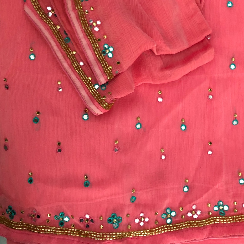 Beautiful crimson Red crape saree